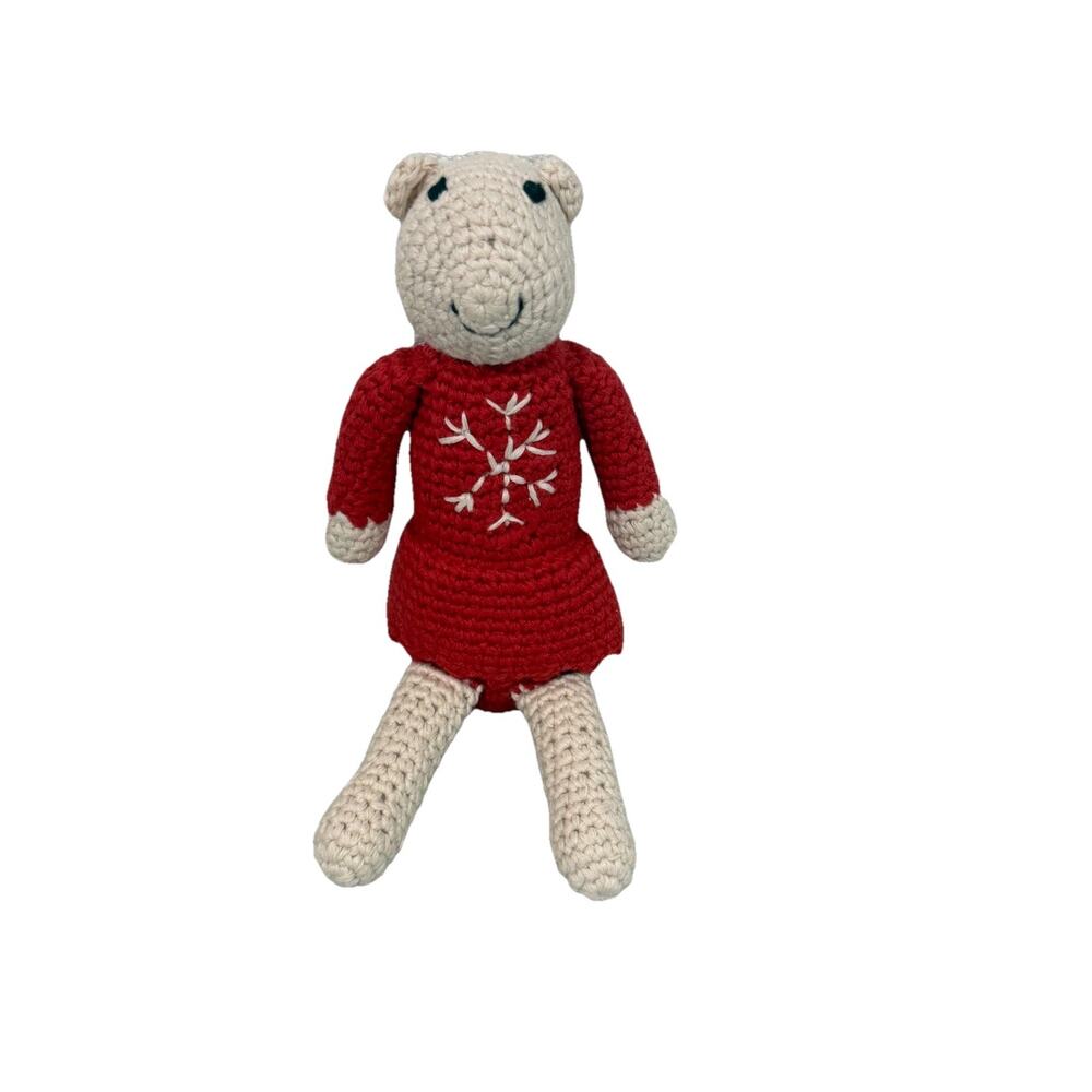 Pebble Handmade Rattle Crochet Lovey Stuffy Christmas Mouse